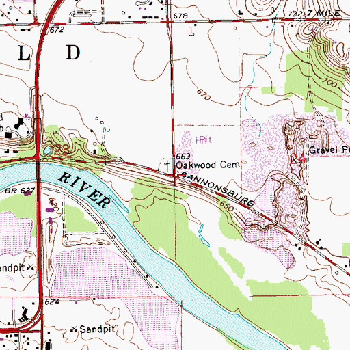 Topographic Map of Friant Cemetery, MI