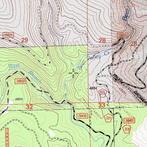 Topographic Map of Bear Valley Creek, CA