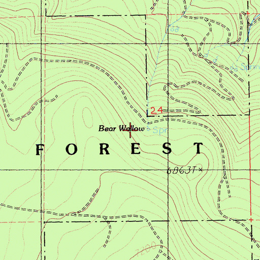 Topographic Map of Bear Wallow, CA