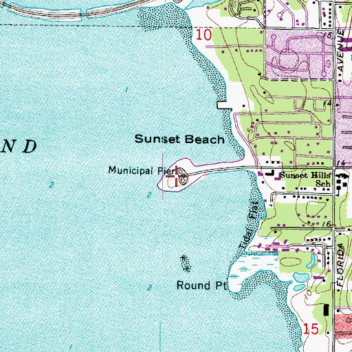 Topographic Map of Sunset Beach, FL