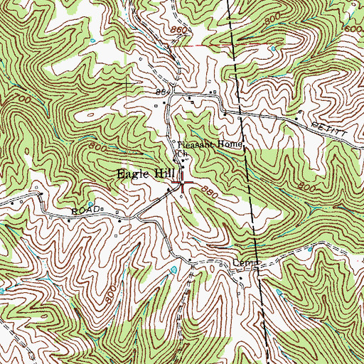 Topographic Map of Eagle Hill Post Office (historical), KY