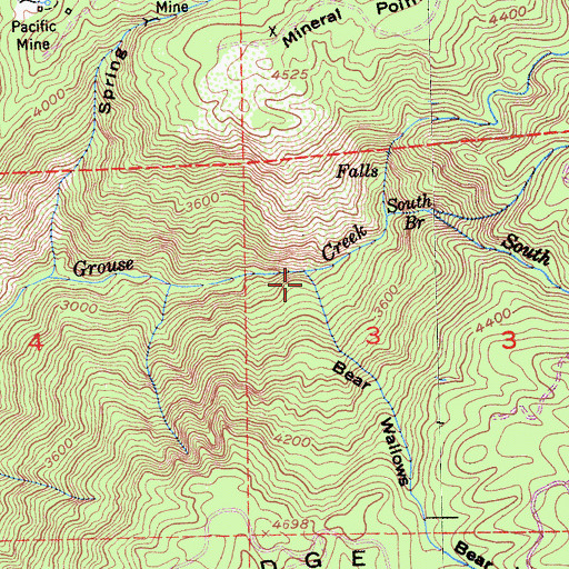 Topographic Map of Bear Wallows, CA