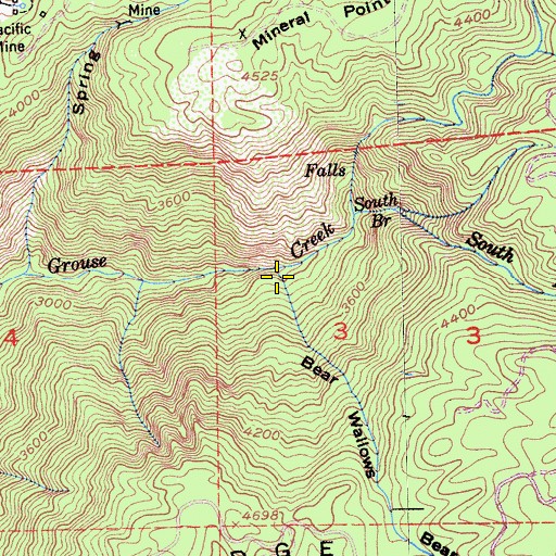 Topographic Map of Bear Wallows, CA
