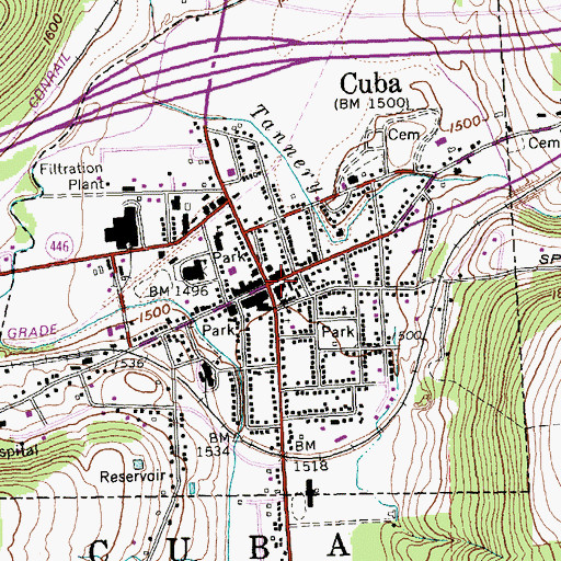 Topographic Map of Main Street Historic District, NY