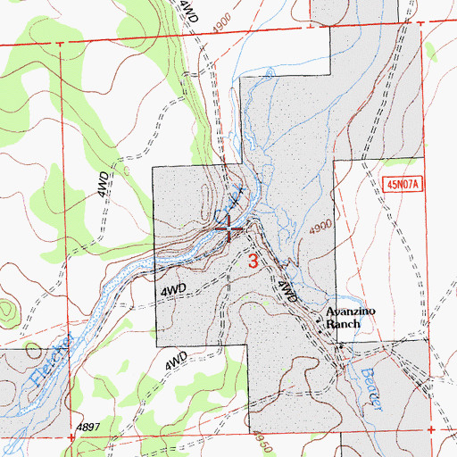 Topographic Map of Beaver Creek, CA