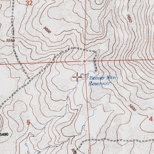 Topographic Map of Beaver Mountain Reservoir, CA