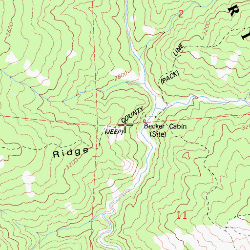 Topographic Map of Becker Cabin, CA