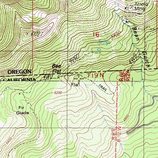 Topographic Map of Bee Flat, OR