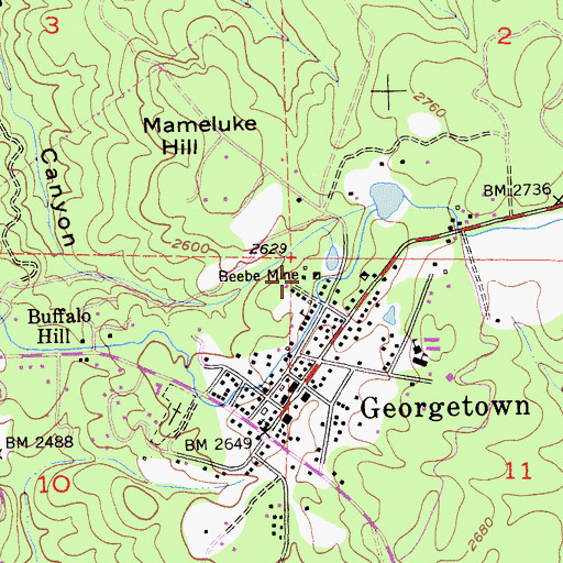 Topographic Map of Beebe Mine, CA