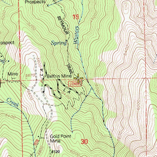 Topographic Map of Belfrin Mine, CA