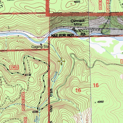 Topographic Map of Bell Bar Creek, CA