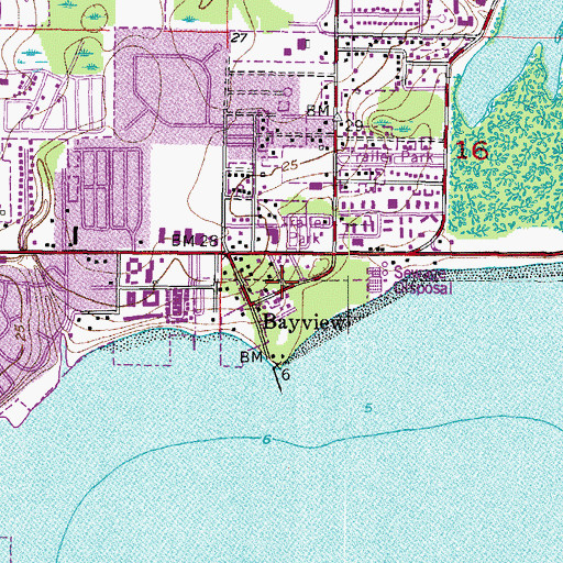 Topographic Map of Bayview Park, FL