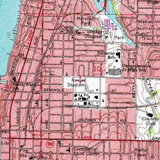 Topographic Map of Belmont Park, FL