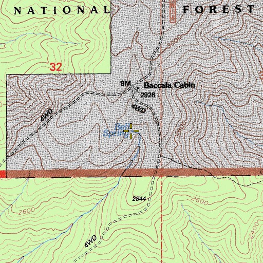 Topographic Map of Bell Spring, CA
