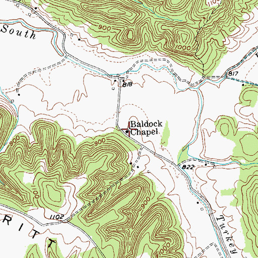 Topographic Map of Baldock Church Cemetery, KY