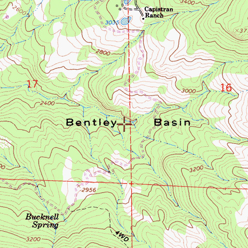 Topographic Map of Bentley Basin, CA