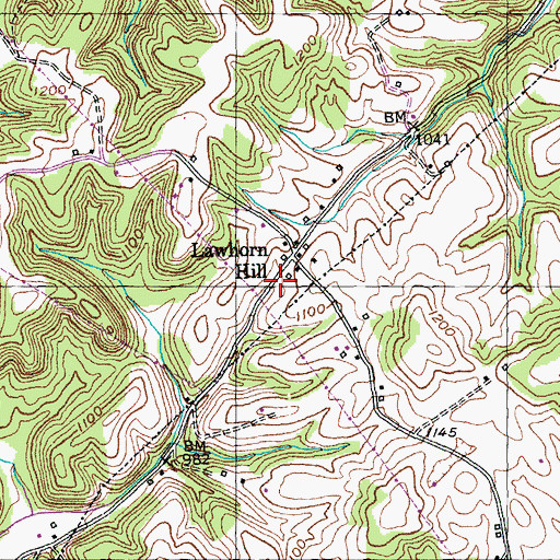 Topographic Map of Lawhorn Hill School (historical), KY