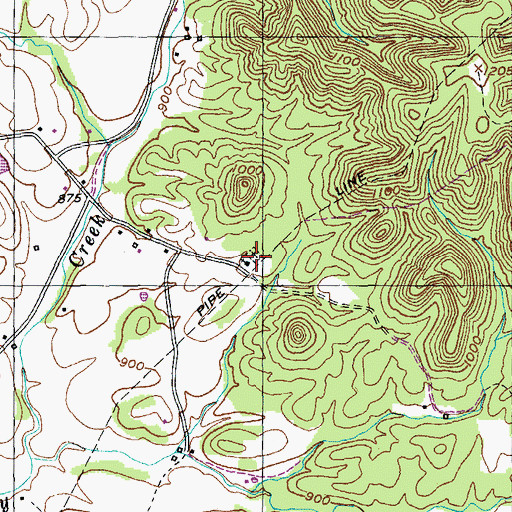 Topographic Map of Pine Grove Baptist Church Cemetery, KY