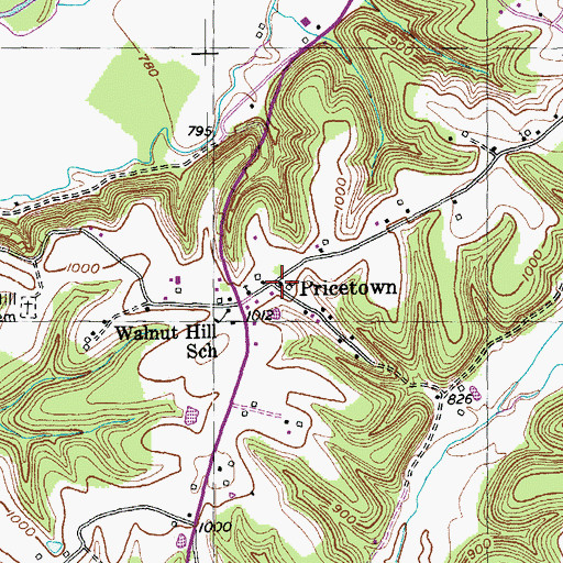 Topographic Map of Pricetown Post Office (historical), KY