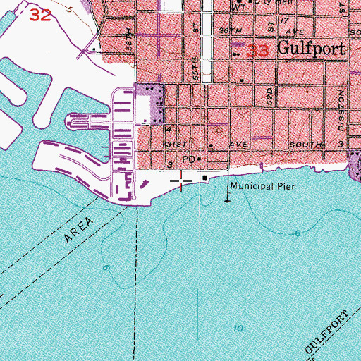 Topographic Map of Gulfport Beach Area, FL