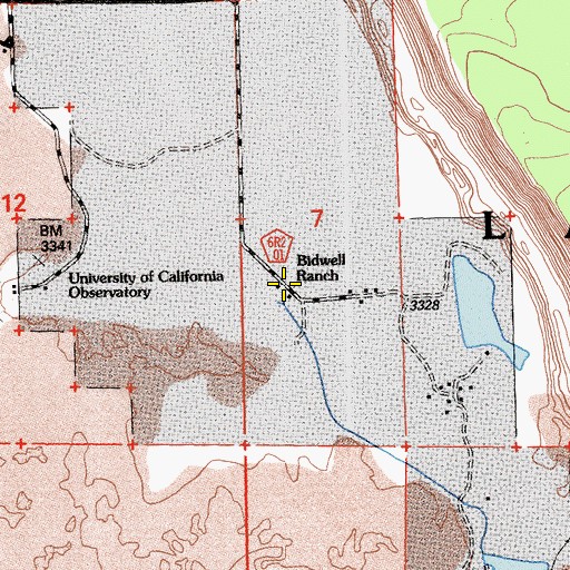 Topographic Map of Bidwell Ranch, CA