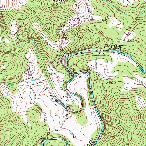 Topographic Map of Bawley Ford, KY