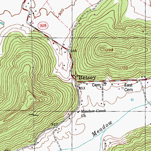 Topographic Map of Betsey Post Office (historical), KY
