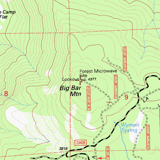 Topographic Map of Big Bar Mountain, CA
