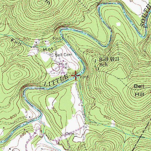 Topographic Map of Denney Ford, KY
