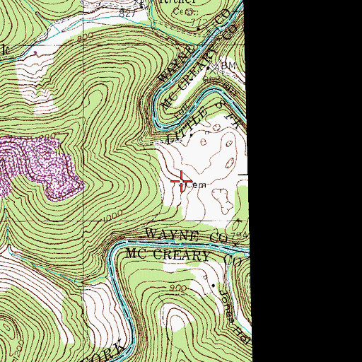 Topographic Map of Martin Cemetery, KY