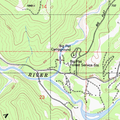 Topographic Map of Big Flat Forest Service Station, CA