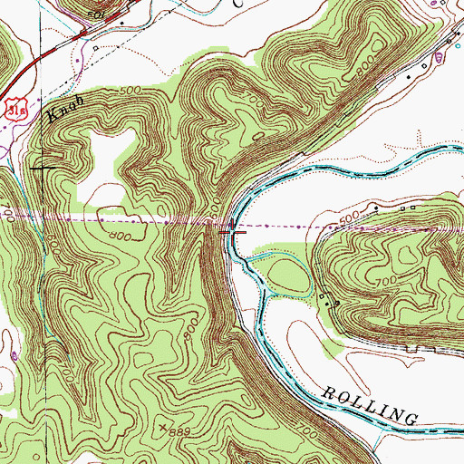 Topographic Map of McGee and Boone Ford, KY