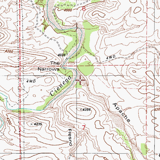 Topographic Map of Apache Canyon, AZ