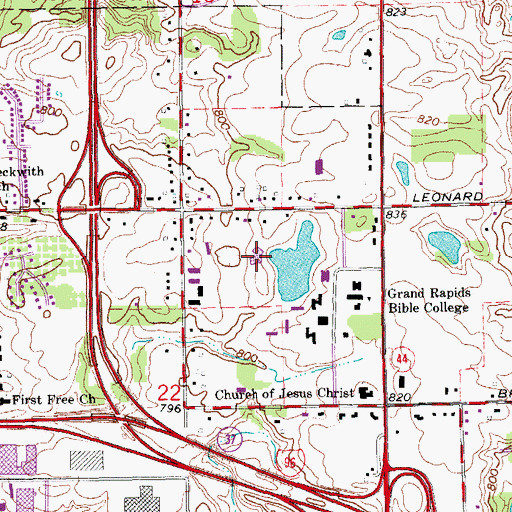 Topographic Map of Pirsig/DeBruyn Chapel, MI