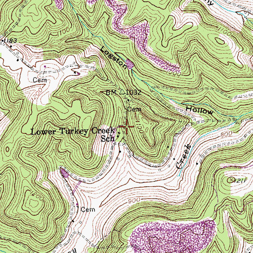 Topographic Map of Lower Turkey Creek Church (historical), KY