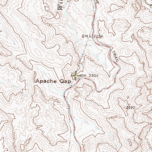 Topographic Map of Apache Gap, AZ