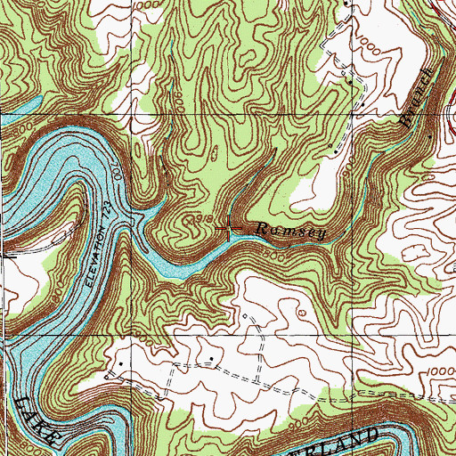 Topographic Map of Ollie Branch, KY