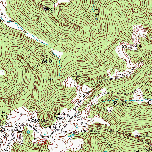 Topographic Map of Sloan Coal Mine (historical), KY