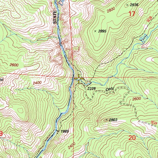 Topographic Map of Big Smoky Creek, CA