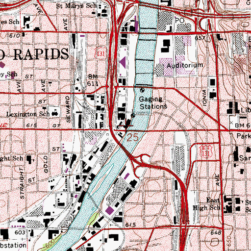 Topographic Map of Fred M Keller Engineering Laboratory, MI
