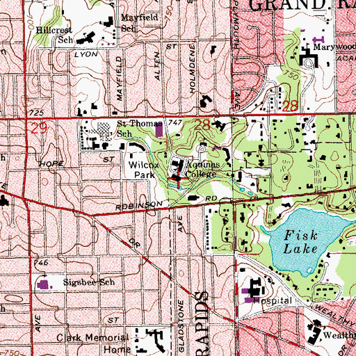 Topographic Map of Wege Student Center, MI