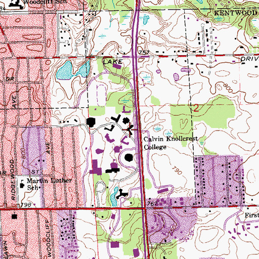 Topographic Map of Veenstra Hall, MI