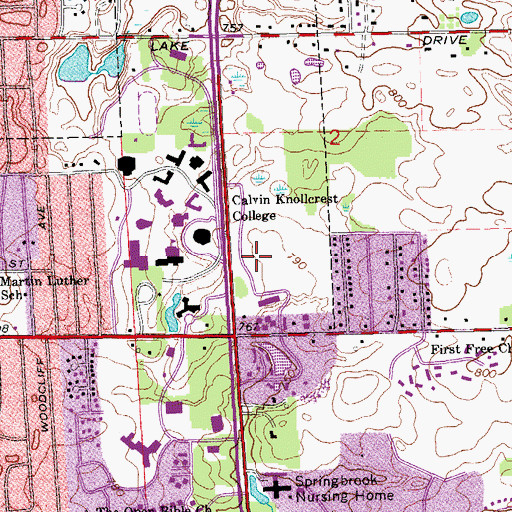 Topographic Map of DeVos Communication Center, MI