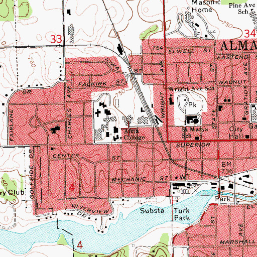 Topographic Map of Swanson Academic Center, MI