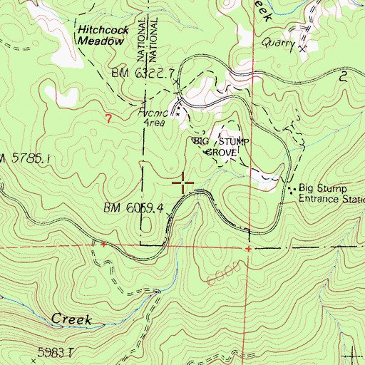 Topographic Map of Big Stump Grove, CA