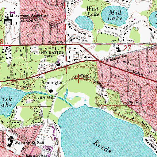 Topographic Map of Hodenpyl Woods, MI