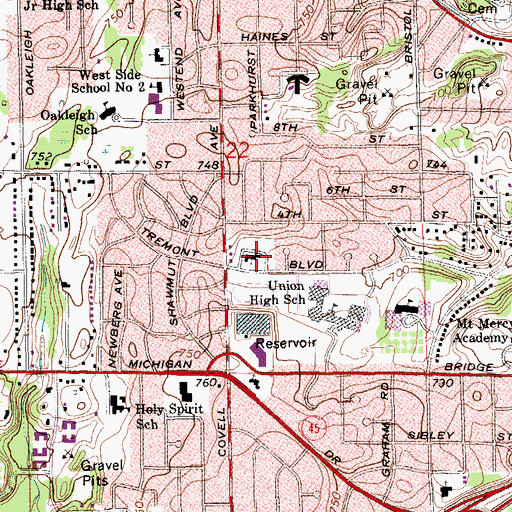 Topographic Map of First Evangelical Covenant Church, MI