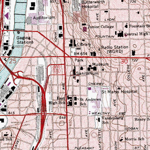 Topographic Map of Park Church, MI