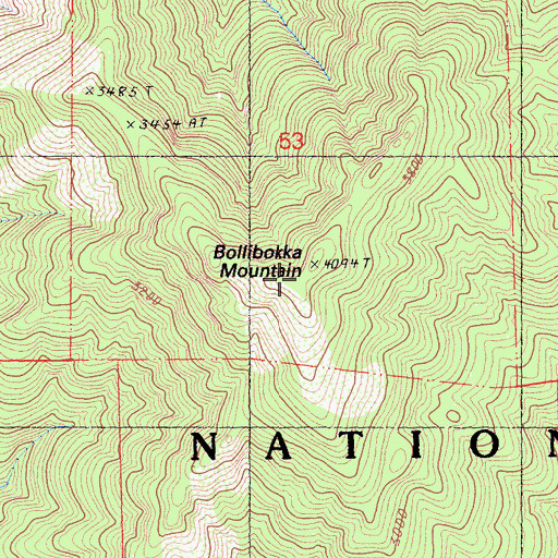 Topographic Map of Billibokka Mountain, CA