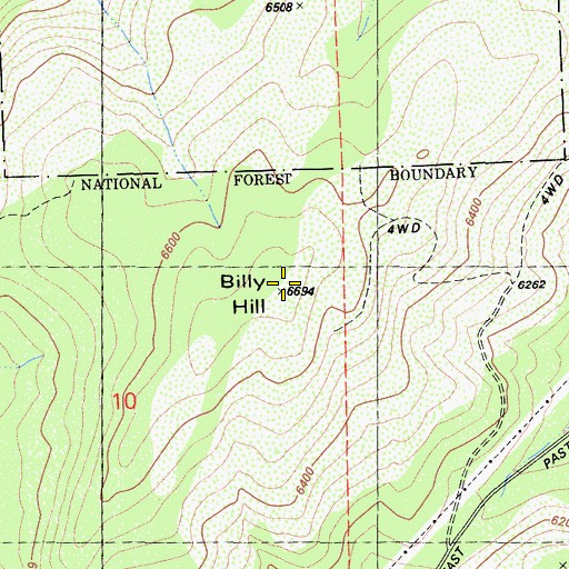 Topographic Map of Billy Hill, CA